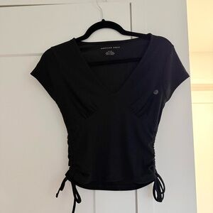 American Eagle Outfitters Black Ruched Crop Top